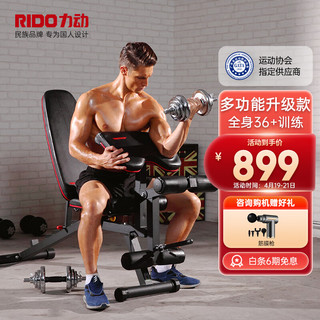 RiDO 力动康体 力动（RIDO）多功能哑铃凳健身椅子卧推凳  家用健身器材飞鸟凳TD50