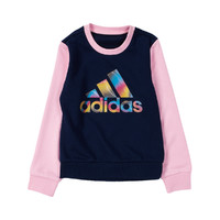 阿迪达斯 adidas女中大童卫衣童装运动卫衣训练CREWNECK大logo 116 学院藏青蓝