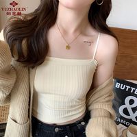 2023新款韩系百搭保暖吊带背心带胸垫内搭外穿无袖打底纯色上衣女