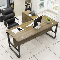 ZUOSHENG 佐盛 简约多功能书桌 胡桃色+黑色 160*80*75cm 配侧柜