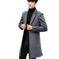 PLAYBOY 花花公子 男士中长款大衣 MN8807 常规款 灰色 XXXXL