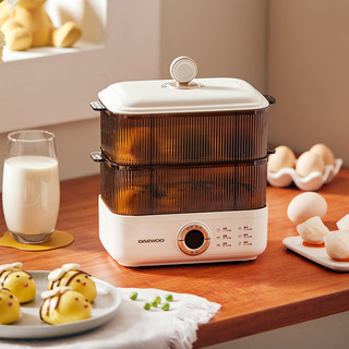 大宇电蒸锅蒸笼家用小型预约定时双层早餐机自动煮蛋器多功能迷你