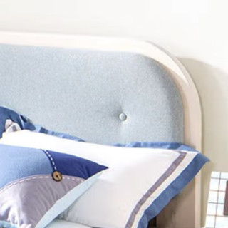 Sampo 松堡王国 TC035 简约儿童床+6cm椰棕乳胶床垫 蓝色+白色 150*200*96cm