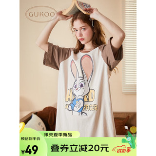 GUKOO 果壳 疯狂动物城睡衣女夏兔子睡裙大码宽松可外穿家居服B