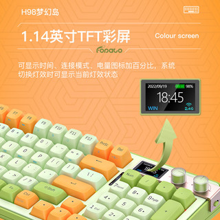 JPLAYER联名款 H98无线机械键盘 三模热插拔 游戏办公键盘 Gasket结构 TTC快银轴V2 98配列 梦幻岛
