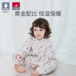 little tiny恒温婴儿睡袋宝宝纯棉儿童秋冬款四季春秋季夹棉分腿睡衣防踢被子 雪兔仙境-纯棉恒温中厚18-22℃ S码（建议身高60-80cm）