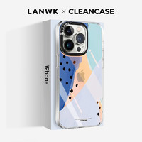 LANWK苹果14promax手机壳新款透明抗菌镭射ins风硬壳硅胶 奶油斑点-蓝 iPhone14 Pro Max