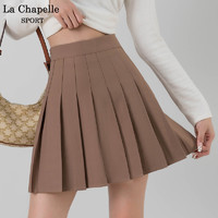 La Chapelle 棕色百褶裙女夏季2023新款高腰显瘦a字短裙jk半身裙子女X