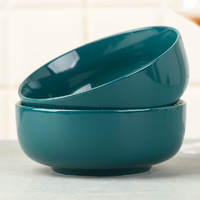 万享新 品釉下景德镇陶瓷面碗6英寸大碗 陶瓷饭碗汤碗2个装 北欧祖母绿网红款