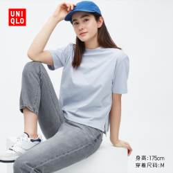 抖音超值购优衣库女装airism棉混纺t恤短袖宽松457939