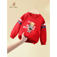 精典泰迪 童装儿童卫衣男女童上衣宝宝外出服 航天熊C1-大红 100