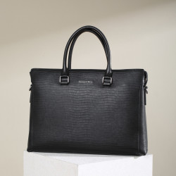 chrisdien deny 克雷斯丹尼 格纹商务牛皮男士手提包斜挎包公文包男款