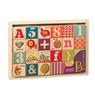 比乐B.Toys盒装木质认知积木24件早教宝宝趣味创意儿童益智玩具
