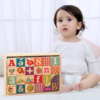比乐B.Toys盒装木质认知积木24件早教宝宝趣味创意儿童益智玩具