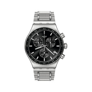 斯沃琪（Swatch）瑞士手表 金属系列 玄青宇宙 多功能三眼计时男女石英表YVS495G