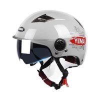 PLUS会员：YEMA 野马 头盔半盔 冷淡灰字母-透明长镜 均码