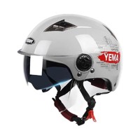 PLUS会员：YEMA 野马 头盔半盔 冷淡灰字母-透明长镜 均码