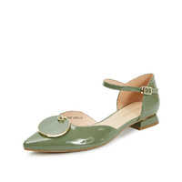 清新甜美玛丽珍时装单鞋女尖头精致时装单鞋 37 绿色