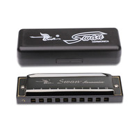 SWAN 天鹅 10孔布鲁斯口琴黑色C调