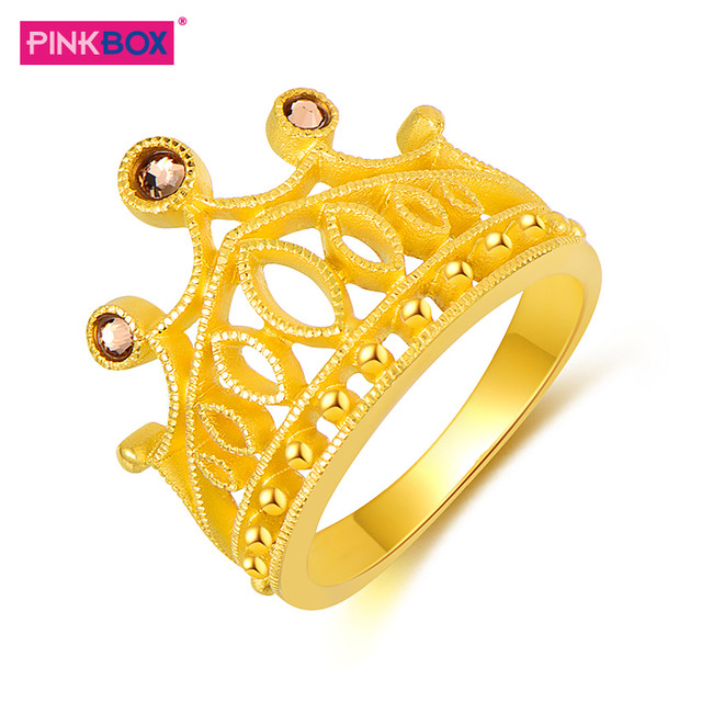 PINKBOX 娉饰珠宝皇冠黄金戒指女士 足金黄金指环 品牌精选