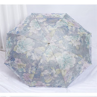 MAGLADY 双层刺绣立体公主雨伞蕾丝花边太阳伞防晒防紫外线女黑胶遮阳伞