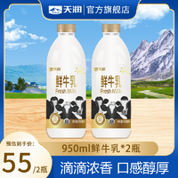 TERUN 天润 鲜牛乳950mlx2瓶巴氏杀菌低温鲜奶全脂生牛乳