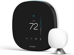 ecobee 带语音控制的智能恒温器，黑色