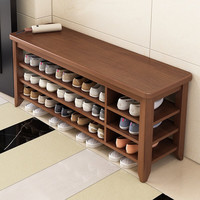 实采（SHICY）换鞋凳家用门口可坐式穿鞋凳坐凳一体坐垫鞋架进门凳入户鞋柜 深胡桃色100x30x52CM