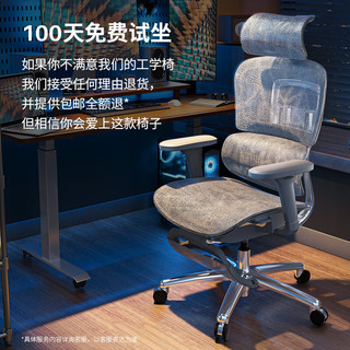 V1 人体工学椅电脑椅  多功能调节转椅 6代灰+线控坐深可调+双形