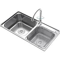 micoe 四季沐歌 M-B2001(78)-K+M-C100H 不锈钢双槽+冷热龙头 780*430*210mm