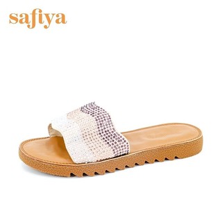 Safiya/索菲娅外穿水钻一字型拖鞋防女夏休闲滑凉拖鞋