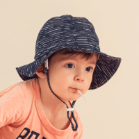 Twinklebelle 男女童太阳阳沙滩帽防紫外线 蓝底白波纹(棉