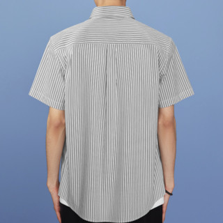 HLA 海澜之家 男士短袖衬衫 HNECW2U006A 漂白条纹 XL