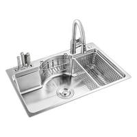 SSWW 浪鲸 EFH01013SS-T1 不锈钢单槽+置物篮+抽拉龙头 700*450*205mm