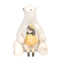 本艺术空间 白夜童话之暖熊·夏夜 萌系小熊小女孩雕塑 