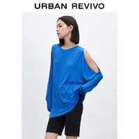 URBAN REVIVO UR女装ins潮流街头露肩宽松套头T恤衫WV13R4MN2005