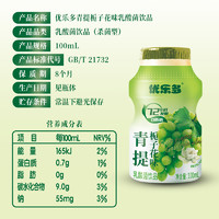 88VIP：优乐多 乳酸菌饮料青提栀子花味100ml*20瓶早餐益生菌酸奶发酵整箱