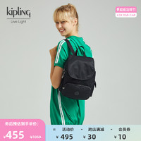 kipling男女款大容量轻便帆布旅行包双肩包猴子包|CITY PACK系列 M-黑皮诺色PC