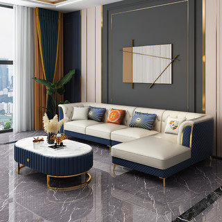 一米色彩 沙发 意式极简皮沙发组合别墅后现代简约皮艺沙发客厅大户型家具网红沙发