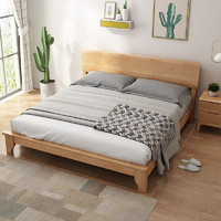 一米色彩 床 实木床1.2米单人床1.5M1.8米实木双人床 宜家北欧日式现代简约原木 卧室家具