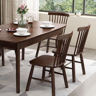 一米色彩 实木餐桌椅组合 饭桌 北欧简约现代橡胶木质原木色1.3米1.5米1.6M小户型日式宜家家用 餐厅家具