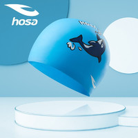 浩沙（hosa）儿童泳帽 男女童硅胶防水护耳卡通印花游泳帽 舒适不勒头 蓝色