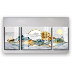 忆画 晶瓷画 背有靠山A 两边40×60cm+中间80×60cm 拉丝亮钛金框