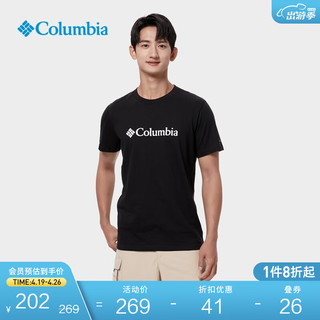 哥伦比亚 夏情侣同款男女城市户外休闲运动短袖T恤JE1586 010(尺码偏小 建议拍大一码) XL(185/104A)