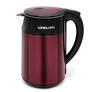 龙力（LONGLI） 电水壶2L大容量双层防烫304不锈钢 家用电热水壶 电水壶保温款红色(2.5L)