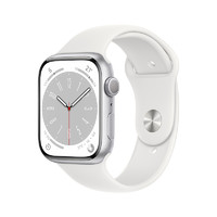 Apple 苹果 Watch Series 8 GPS款 智能手表 45mm 银色铝金属表壳 白色运动型表带（GPS、血氧、ECG）