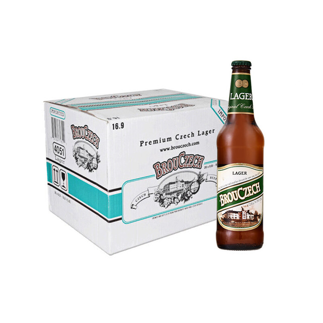 BROUCZECH 布鲁杰克 拉格啤酒500ml*20瓶 整箱装 捷克原装进口 瓶装啤酒