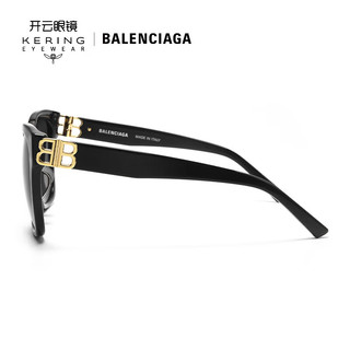 巴黎世家（BALENCIAGA）太阳镜女 经典爆款墨镜开车眼镜醋酸板材黑色方框BB0102SA 001