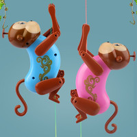 Harnds 悍迪 猴子玩具会爬绳小猴子翻滚猴声光电动翻斗猴玩具创意拉绳趣味猴子 蓝色+粉色