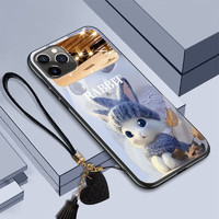 潮尚美 苹果11Pro手机壳网红玻璃化妆镜子iPhone11pro个性兔子防摔保护套 玻璃镜子-蓝色羊毛衣兔 苹果11Pro